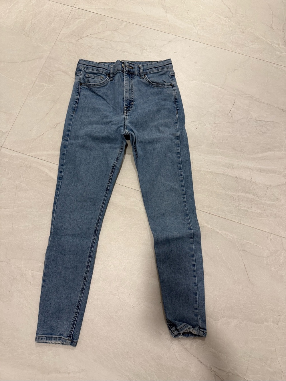 Topshop Skinny High-Rise Jeans in Medium Blue